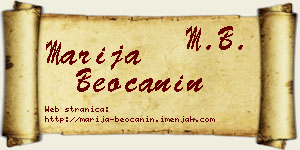 Marija Beočanin vizit kartica